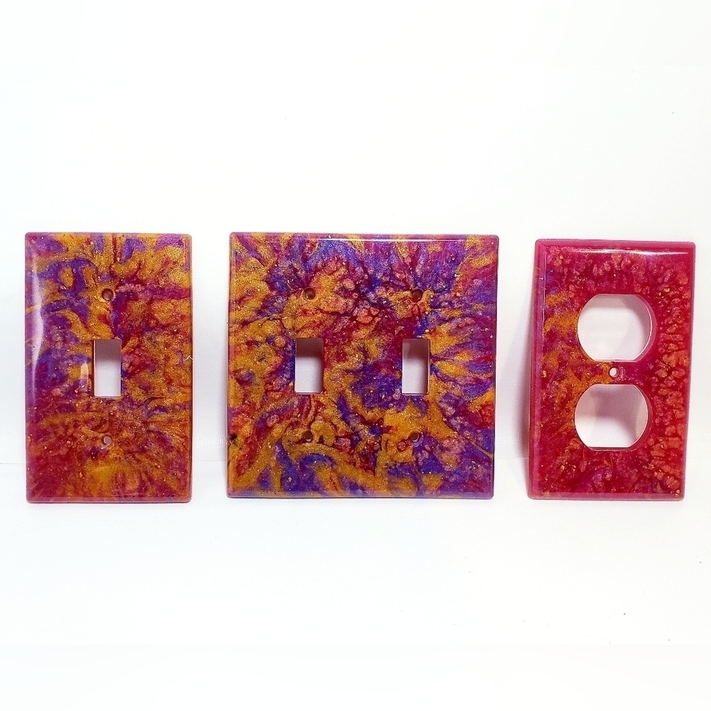 Unique Single & Double Light Switch W/ electrical wall plate set Handmade Art